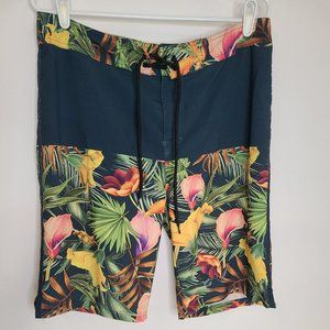Arizona Jeans Mens 32 Colorful Floral Board Shorts Hawaiian Tropical Swim Trunks
